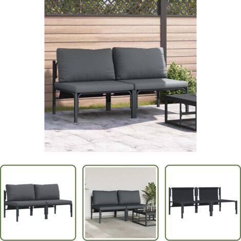 vidaXL Mobili da giardino -  Mobili da Esterno 2 pcs Antracite 80 x 80 x 71 cm Acciaio
