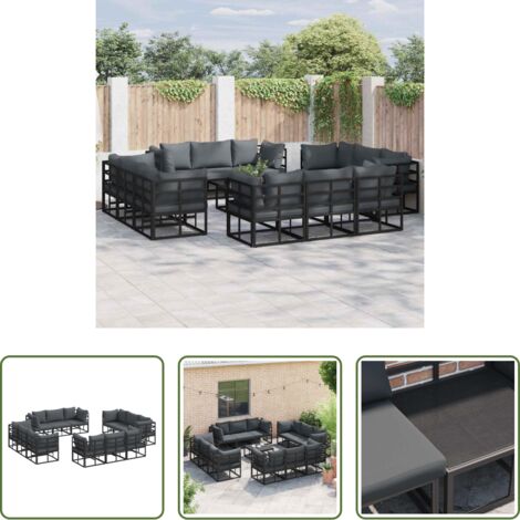 vidaXL Mobili da giardino -  Set Divano da Giardino 12 pcs Nero Metallo