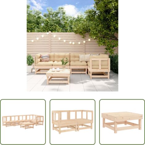 vidaXL Mobili da giardino -  Set Salotto da Giardino 6 pz in Legno Massello di Pino