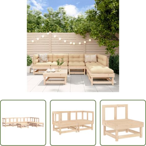 vidaXL Mobili da giardino -  Set Salotto da Giardino 7 pz in Legno Massello di Pino