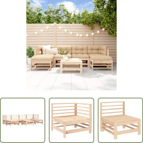 vidaXL Mobili da giardino -  Set Salotto da Giardino 7 pz in Legno Massello di Pino