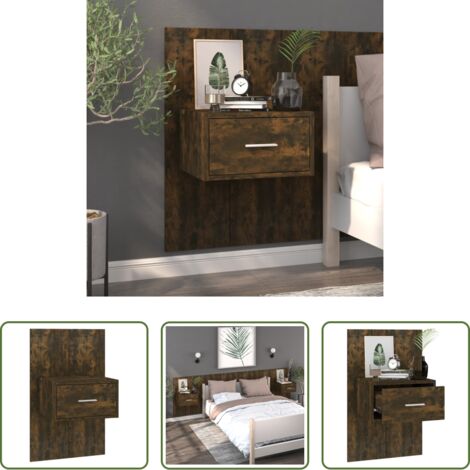 vidaXL Mobili da parete -  Comodino a Muro Rovere Fumo