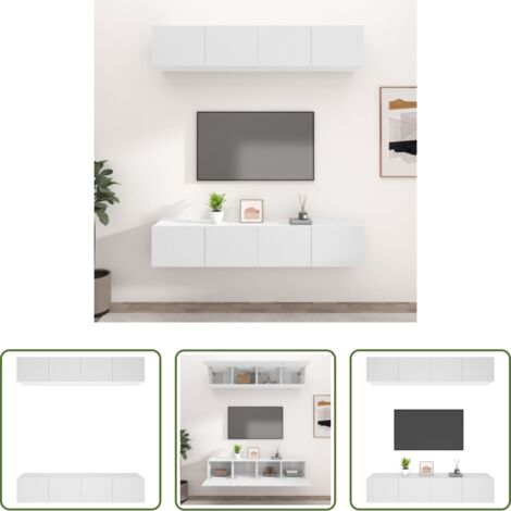 vidaXL Mobili in legno multistrato -  Mobili TV 4 pz Bianchi 80x30x30 cm in Legno Multistrato