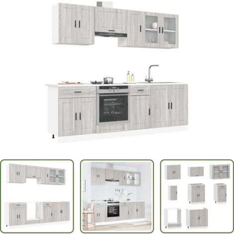vidaXL Mobili in legno -  Set Mobili da Cucina 8 pz Kalmar Grigio Sonoma in Truciolato