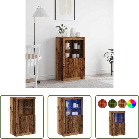 vidaXL Mobili moderni -  Madia LED Legno vecchio 60,5 x 37 x 100 cm Legno multistrato
