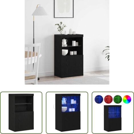 vidaXL Mobili moderni -  Madia LED Nero 60 x 37 x 100 cm Legno multistrato