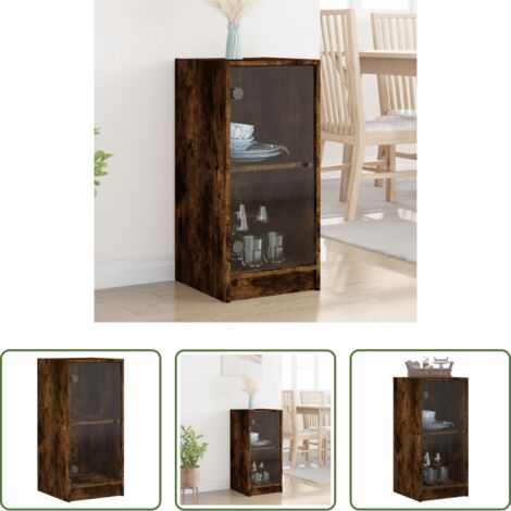 vidaXL Mobili moderni -  Mobile con Ante in Vetro Rovere Fumo 35x37x75,5 cm