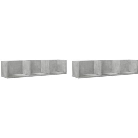 vidaXL Mobili Parete 2 pz Grigio Cemento 75x18x16,5 cm in Multistrato