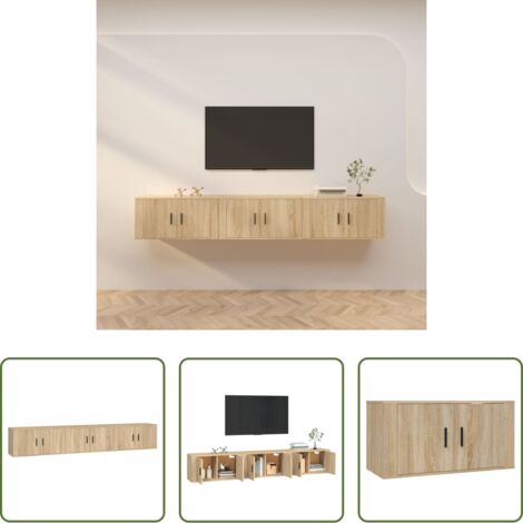 vidaXL Mobili per casa -  Mobili Porta TV a Parete 3 pz Rovere Sonoma 80x34,5x40 cm