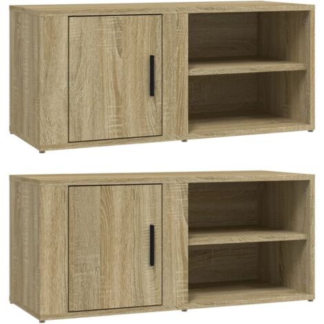 vidaXL Mobili per TV 2pz Rovere Sonoma 80x31,5x36 cm Legno Multistrato