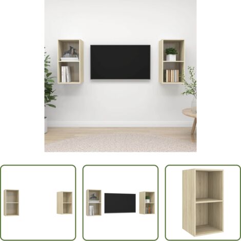 vidaXL Mobili per TV -  Mobile TV a Parete 2 pz Rovere Sonoma in Truciolato