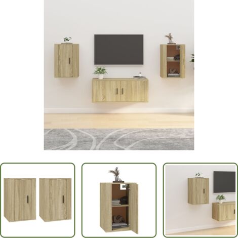 vidaXL Mobili per TV -  Mobili Porta TV a Parete 2 pz Rovere Sonoma 40x34,5x60 cm