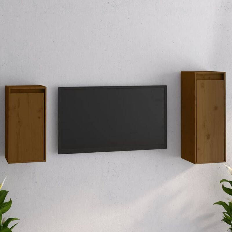 Mobili Porta tv 2 pz ambra in Legno Massello di Pino - Vidaxl