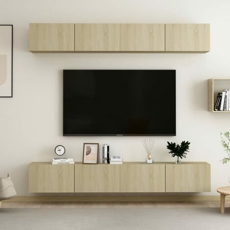 vidaXL Mobili Porta TV 4pz Rovere Sonoma 100x30x30cm Legno Multistrato