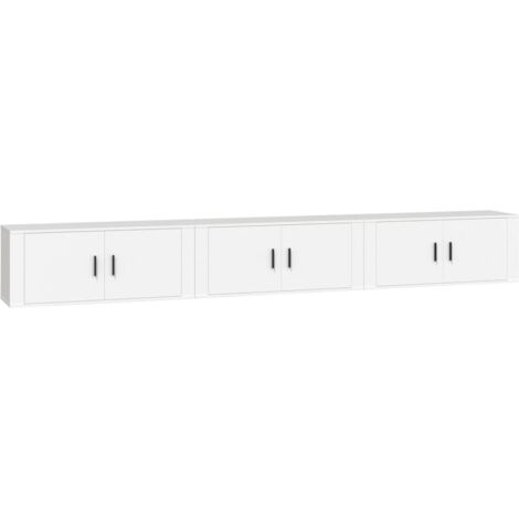 vidaXL Mobili Porta TV a Parete 3 pz Bianco 100x34,5x40 cm