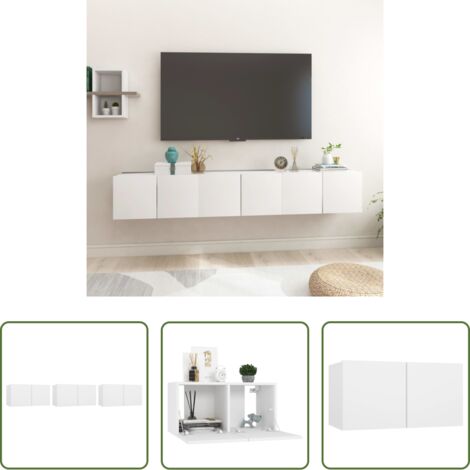 vidaXL Mobili porta TV -  Mobili Porta TV Pensili 3pz Bianchi 60x30x30 cm