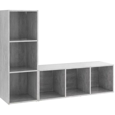 vidaXL Mobili TV 2 pz Grigio Cemento 107x35x37 cm in Legno Multistrato
