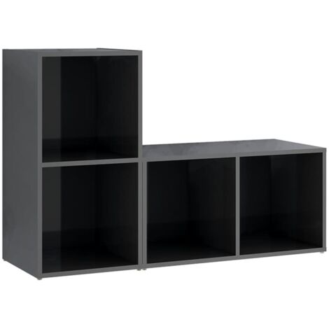 vidaXL Mobili TV 2 pz Grigio Lucido 72x35x36,5 cm in Legno Multistrato