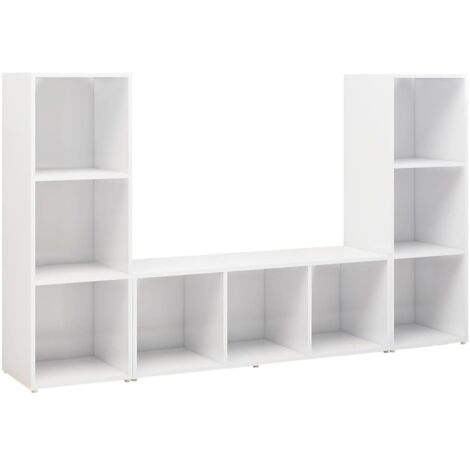vidaXL Mobili TV 3 pz Bianchi 107x35x37 cm in Legno Multistrato