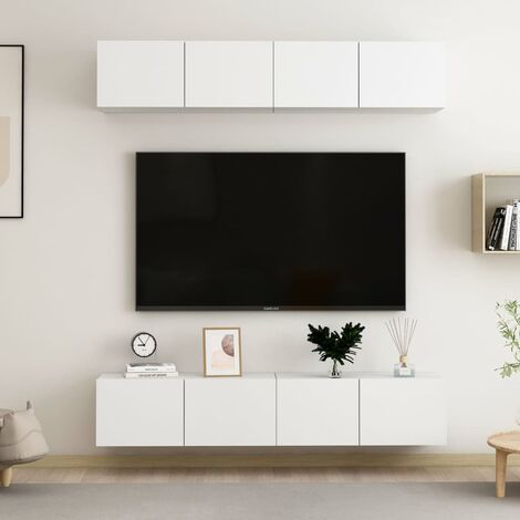 vidaXL Mobili TV 4 pz Bianchi 80x30x30 cm in Legno Multistrato