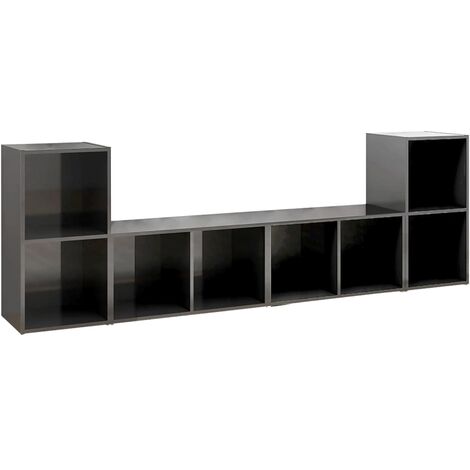 vidaXL Mobili TV 4 pz Grigio Lucido 72x35x36,5 cm in Legno Multistrato