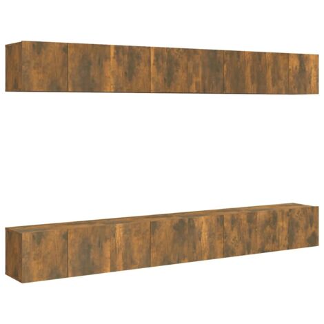 vidaXL Mobili TV 8 pz Rovere Fumo 60x30x30 cm in Legno Ingegnerizzato
