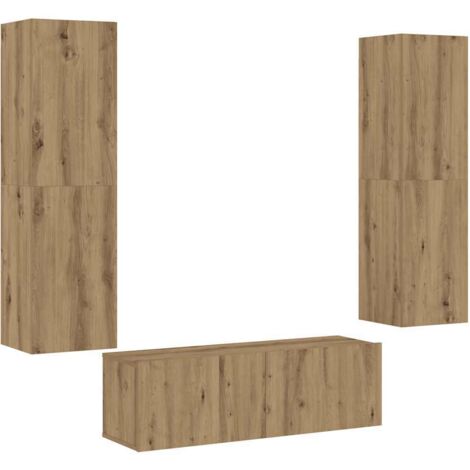 vidaXL Mobili TV a Parete 3 pz Rovere Artigianale in Legno Multistrato