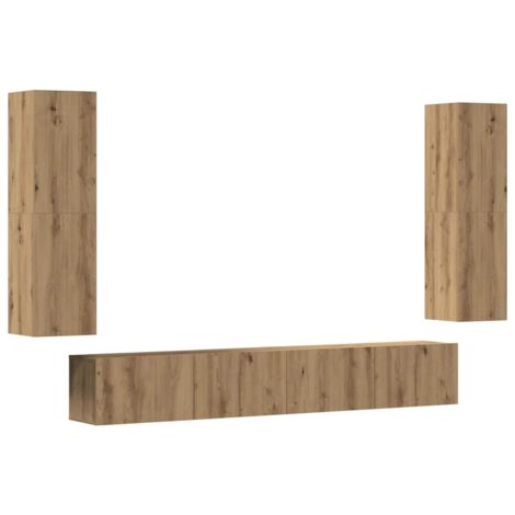 vidaXL Mobili TV a Parete 4 pz Rovere Artigianale in Legno Multistrato