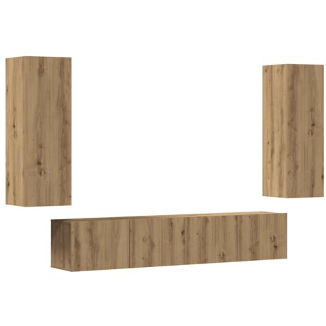 vidaXL Mobili TV a Parete 4 pz Rovere Artigianale in Legno Multistrato