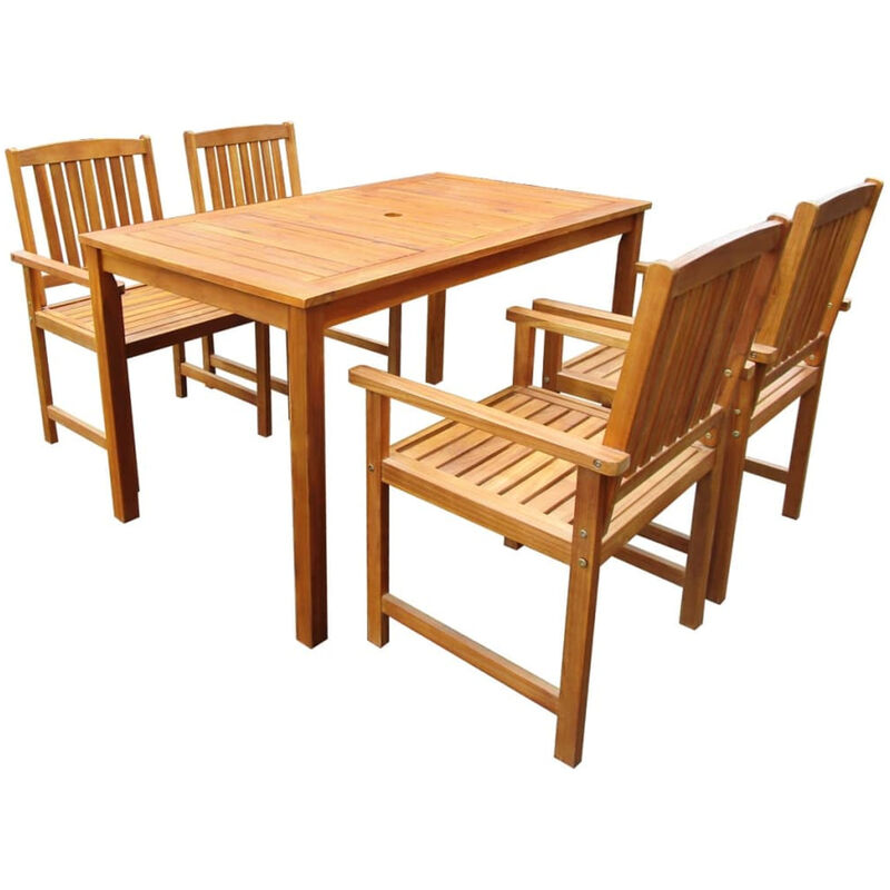 Mobilier de jardin 5 pcs Bois d'acacia massif Marron
