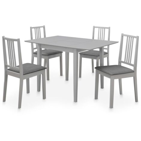 GOLDFAN Ensemble Table et 4 Chaises Salle Manger Table et 4 Chaises  Rectangulaire Table à Manger en Verre Chaise en Tissu,Gris : :  Cuisine et Maison