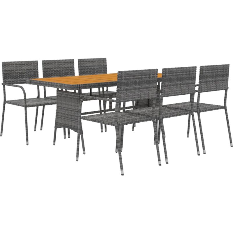 Vidaxl - Mobilier à dîner d'extérieur 7 pcs Résine tressée Gris