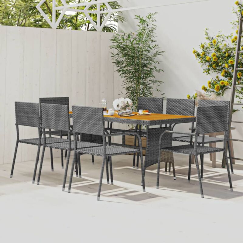 Vidaxl - Mobilier à dîner d'extérieur 9 pcs Résine tressée Gris