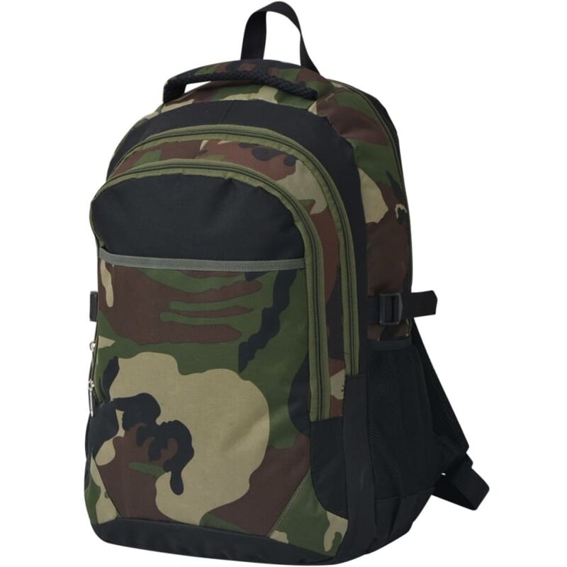 Mochila de Colegio 40 L Negra y Camuflaje