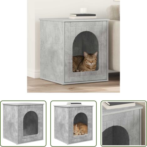 vidaXL Modernes Katzenhaus -  Katzenhaus Beton 53 x 52 x 62 cm Holzwerkstoff