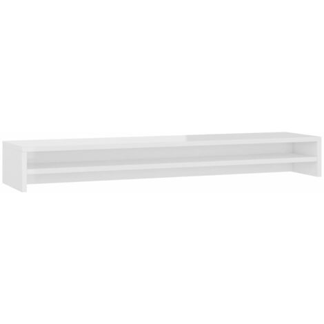 vidaXL Monitor Stand High Gloss White 100x24x13 cm Engineered Wood - White