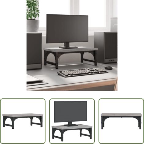 vidaXL Monitor -  Supporto per Monitor Grigio Sonoma 37x23x14cm Legno Multistrato