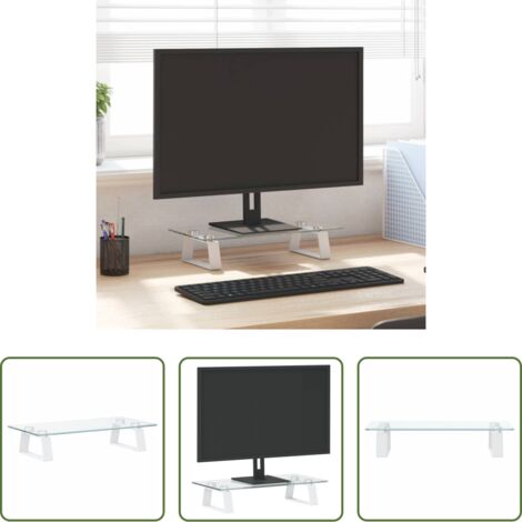 vidaXL Monitor supporto -  Supporto per Monitor Bianco 40x20x8cm Vetro Temperato e Metallo