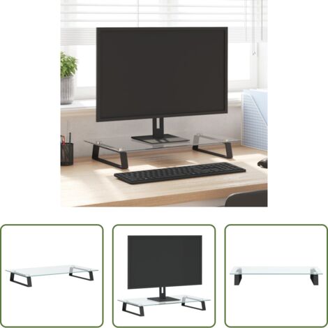 vidaXL Monitor supporto -  Supporto per Monitor Nero 60x35x8cm Vetro Temperato e Metallo