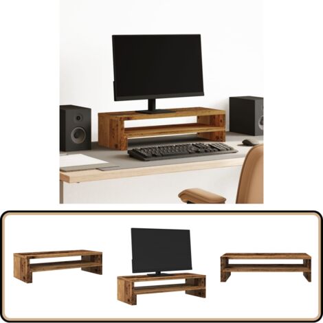 vidaXL Monitorständer Altholz-Optik 54x22x15 cm Holzwerkstoff