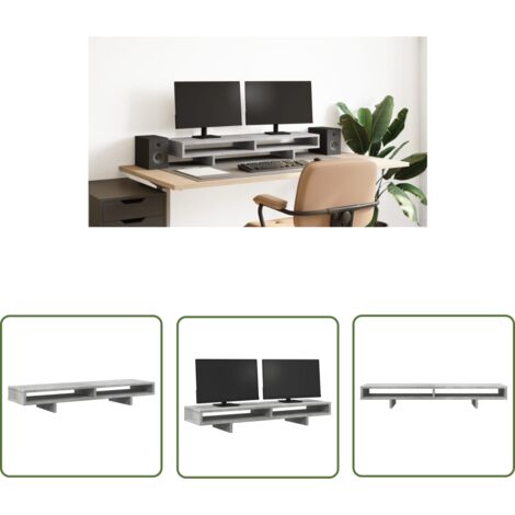 vidaXL Monitorständer Betongrau 100x27x15 cm Holzwerkstoff
