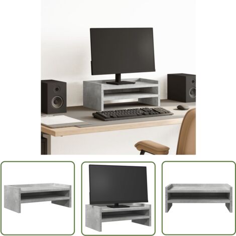 vidaXL Monitorständer Betongrau 42x24x16 cm Holzwerkstoff