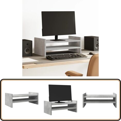 vidaXL Monitorständer Betongrau 50x27x20 cm Holzwerkstoff
