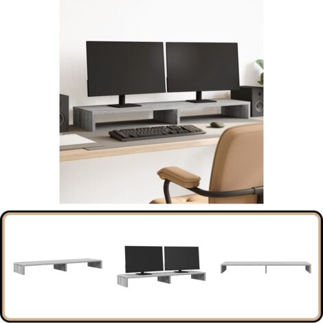 vidaXL Monitorständer Grau Sonoma 100x27x10 cm Holzwerkstoff