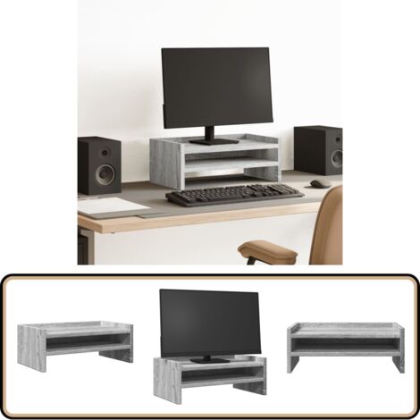 vidaXL Monitorständer Grau Sonoma 42x24x16 cm Holzwerkstoff