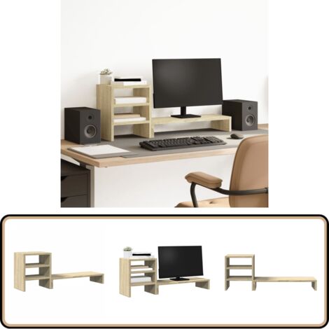 vidaXL Monitorständer mit Schreibtisch-Organizer Sonoma-Eiche