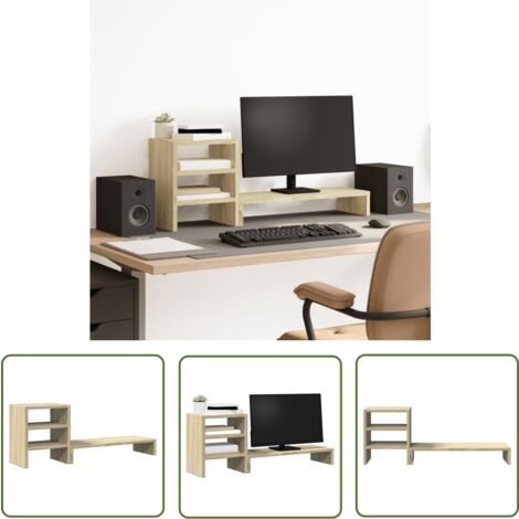 vidaXL Monitorständer mit Schreibtisch-Organizer Sonoma-Eiche