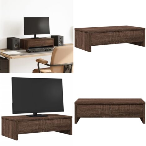vidaXL Monitorständer mit Schubladen Braun Eichen-Optik 50x27x15 cm