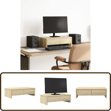 vidaXL Monitorständer mit Schubladen Sonoma-Eiche 50x27x15 cm