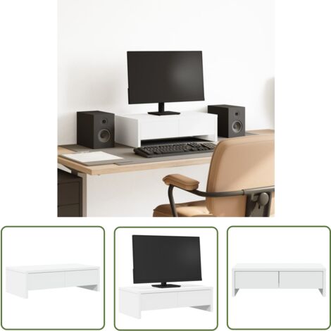 vidaXL Monitorständer mit Schubladen Weiß 50x27x15 cm Holzwerkstoff
